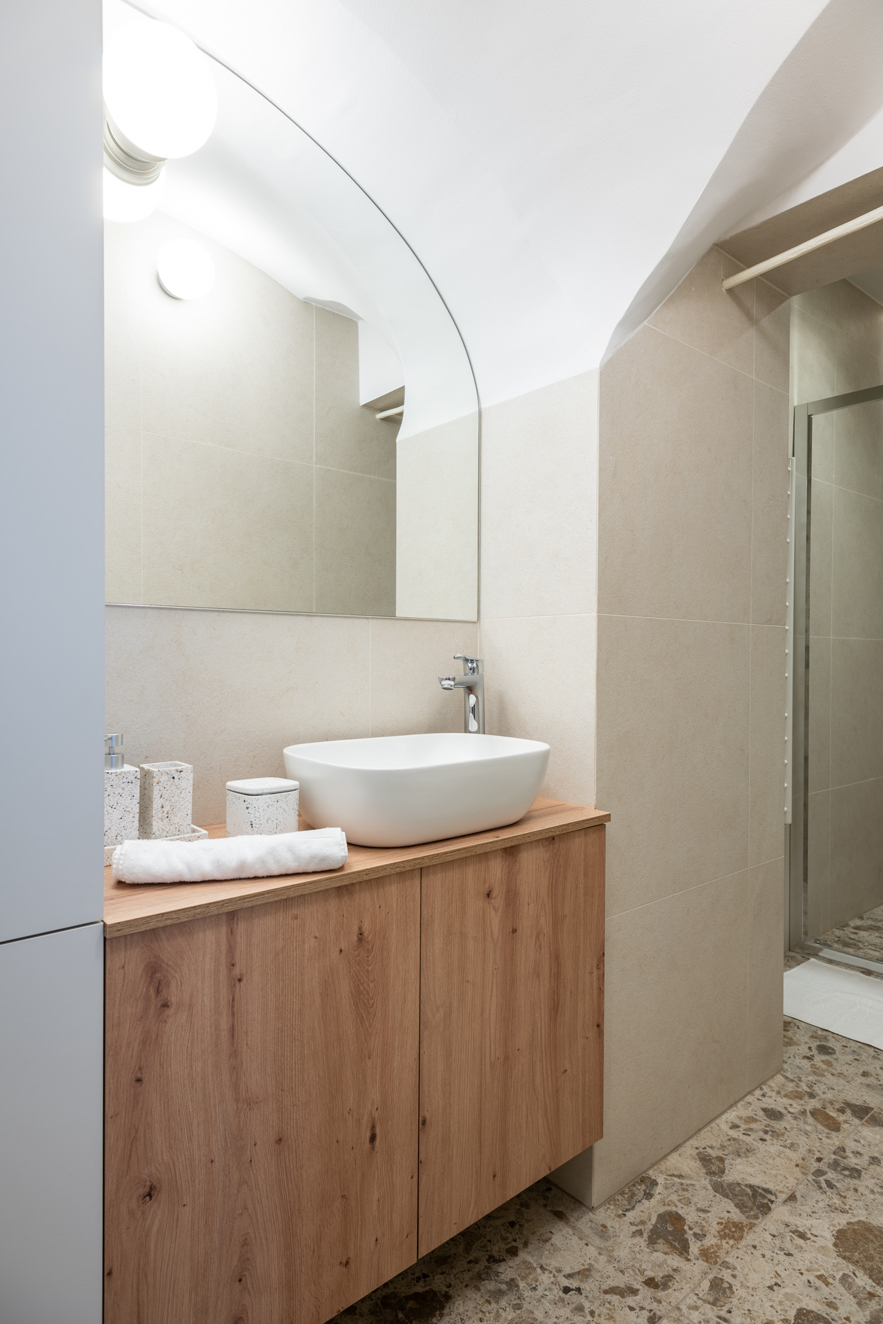 Modern bathroom vanity in The Ground Floor apartment Ljubljana