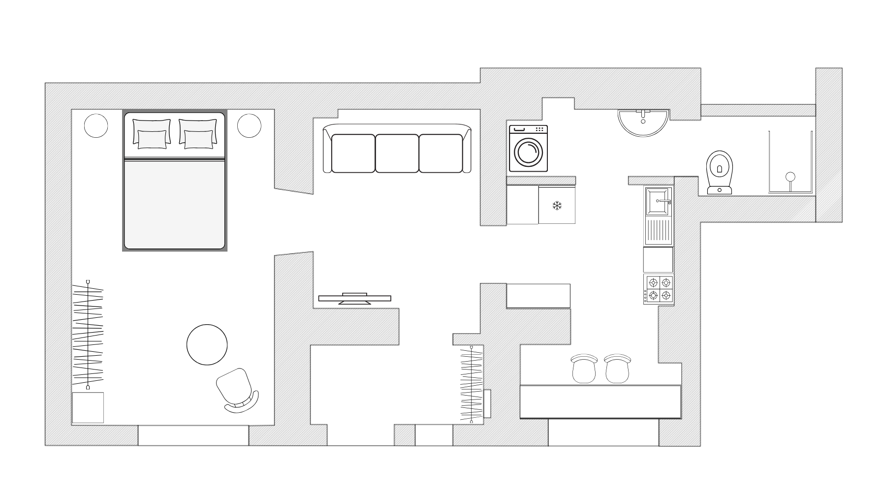 Floor plan layout of APT 1 The Ground Floor apartment at Trubarjeva 31a Ljubljana