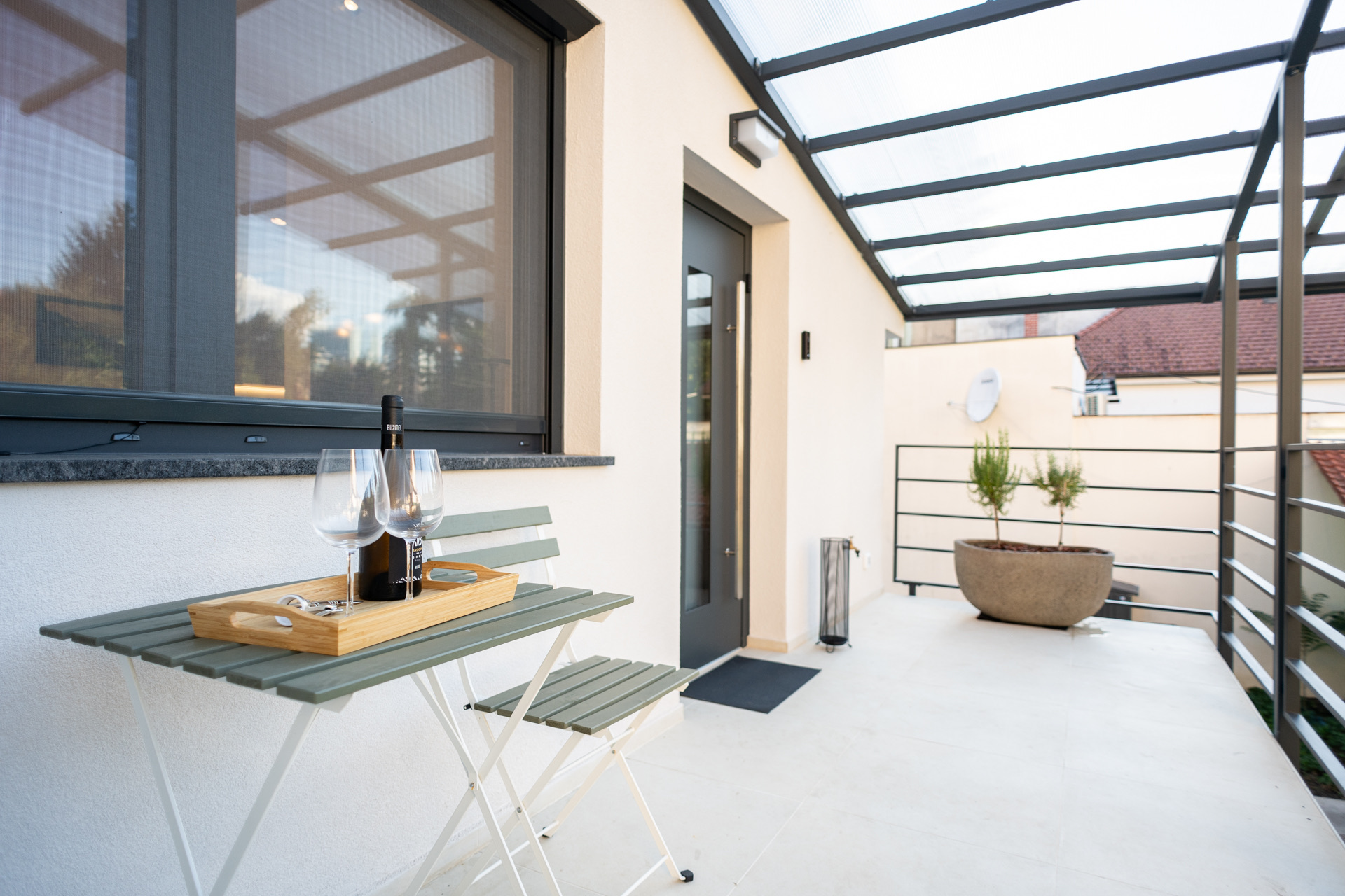Private courtyard garden at Trubarjeva City Apartments Ljubljana Old Town
